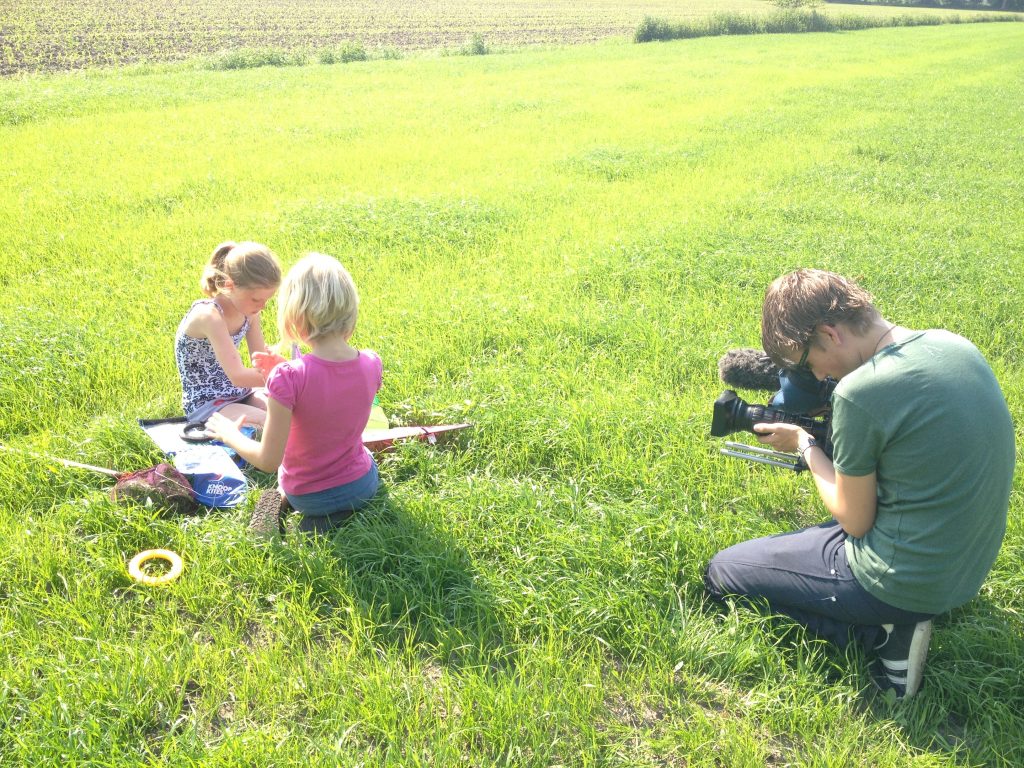 in het gras